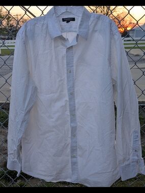 Banana Republic Soft Wash Slim Fit White Microdot Dress Shirt XL